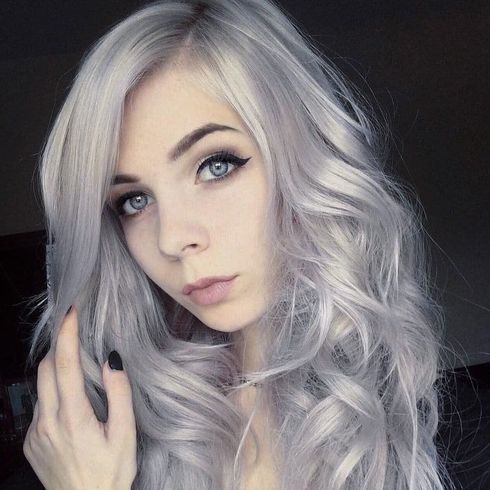 Silver grey hair color for long hair