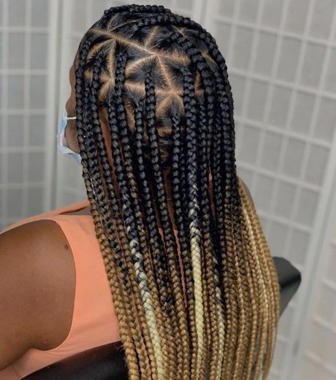 Black to blonde ombre box braids hair