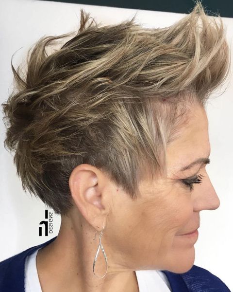 Messy pixie hair style over 50