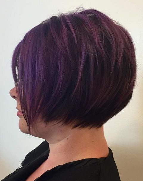 Purple hair short bob style