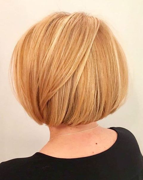 Short bob cut honey blonde color