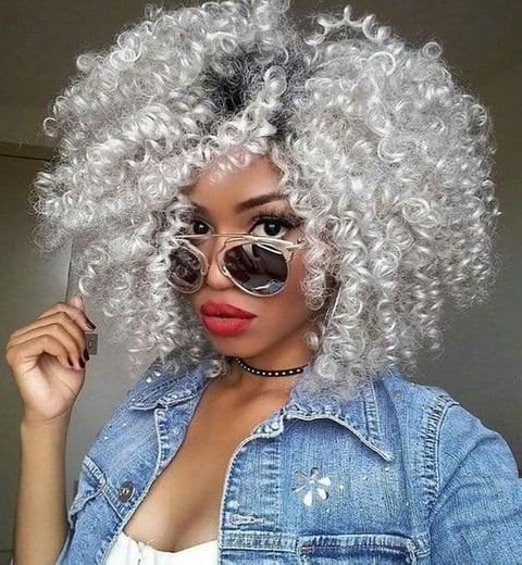 Grey natural curly hair for black women
