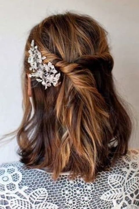 Back braids bridal hair for medium length hairstyle