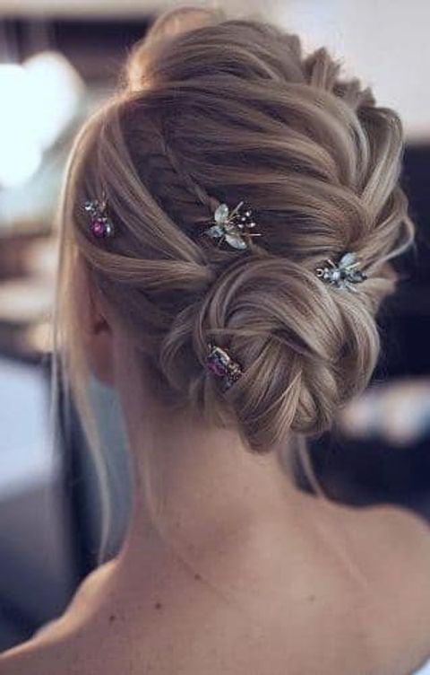 Bun and braids wedding hairstyle