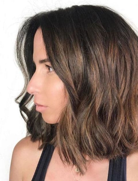 Brown Balayage on Long Bob Haircut