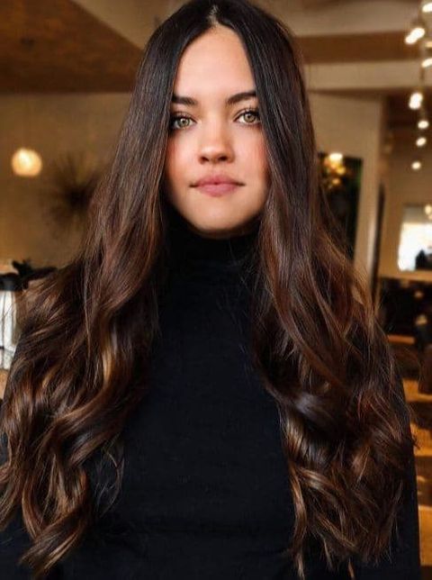 Glossy Dark Brown Balayage