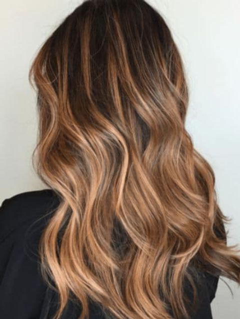 Rose Gold Balayage on Brown Hair
