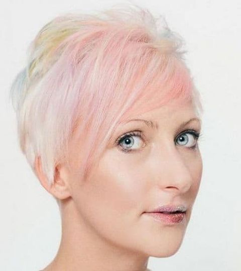 Pink color long pixie over 55