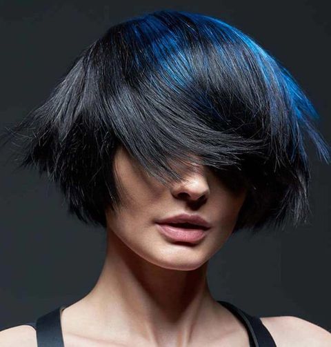 Blue balayage black hair color
