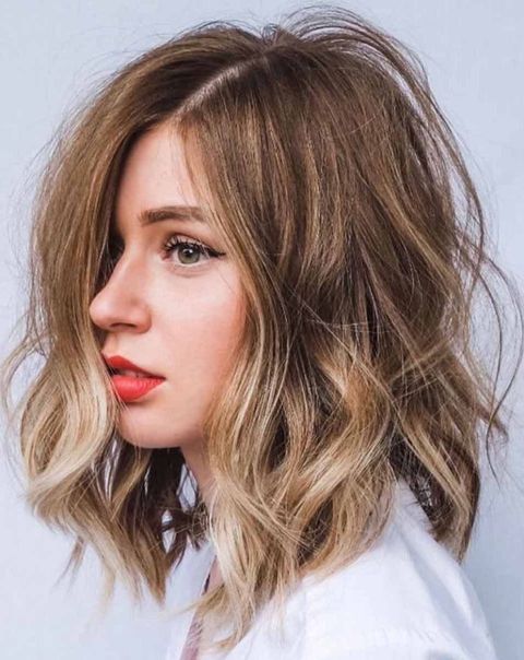 Center parted wavy bob