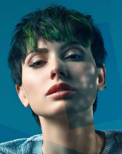 Green balayage short hair