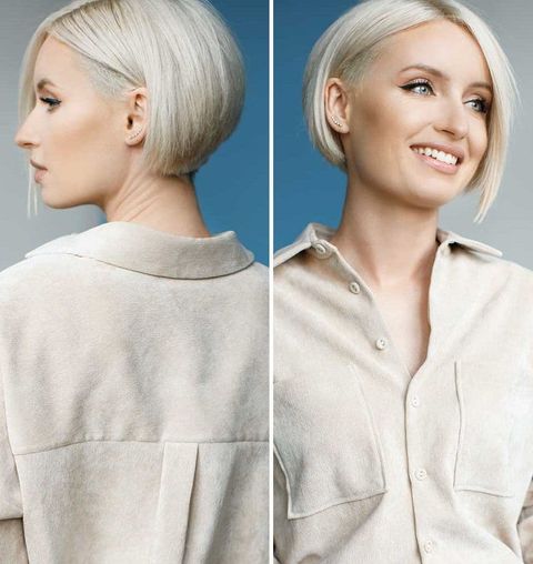 Short bob blonde color