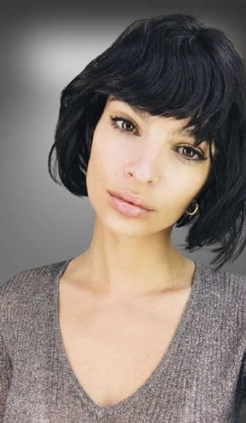 Wavy short bob black hair