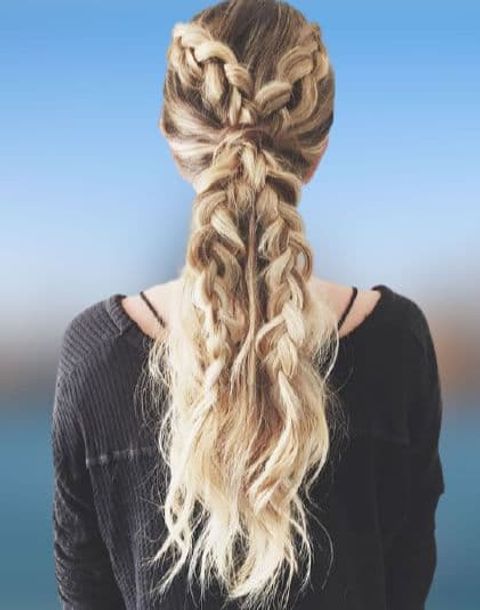 Double braids low ponytail