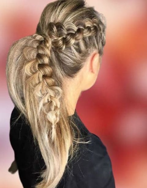 Fishtail braids ponytail