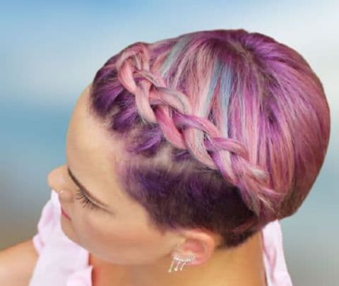 Mix colored braids short hairstyle
