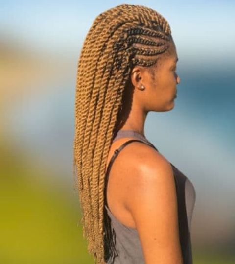 Blonde color ghana braids