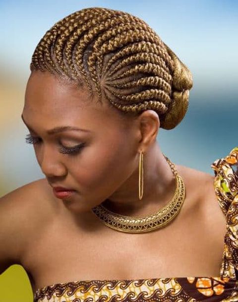 Ghana braids bun hair