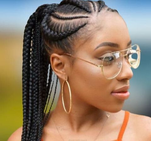 Ponytail hairstyles with ghana braids