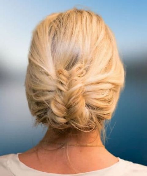 Bun fishtail hair