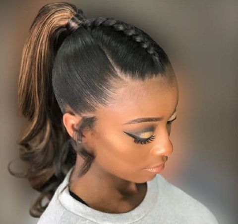 Top braid high ponytail