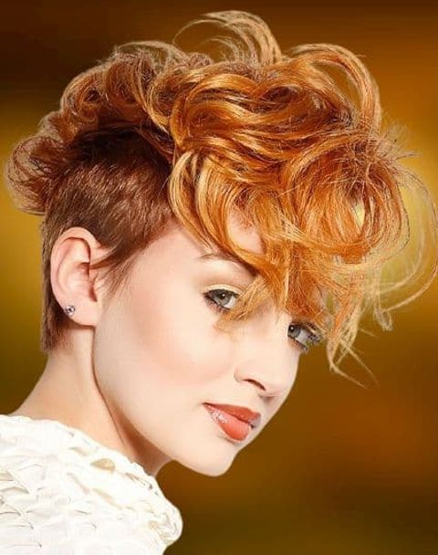 Undercut curly red hair