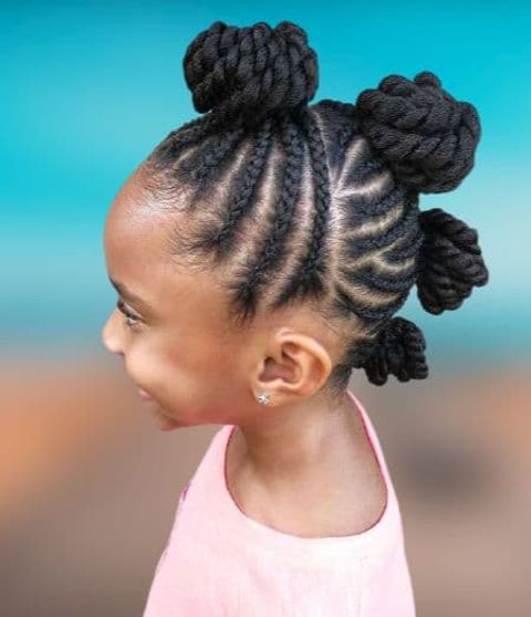 Micro braids bun hair