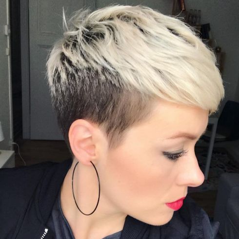 Undercut blonde balayage pixie hair cut for women