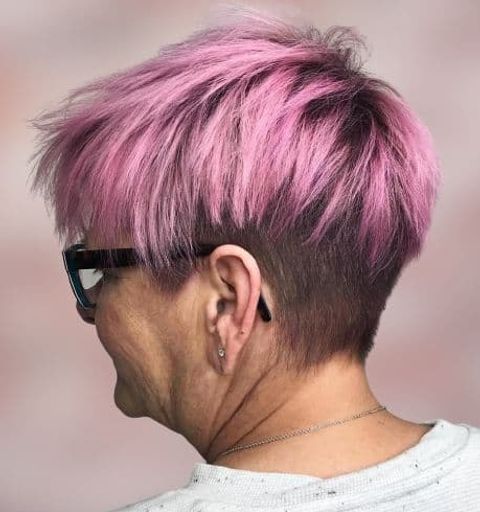 Red color undercut pixie cut