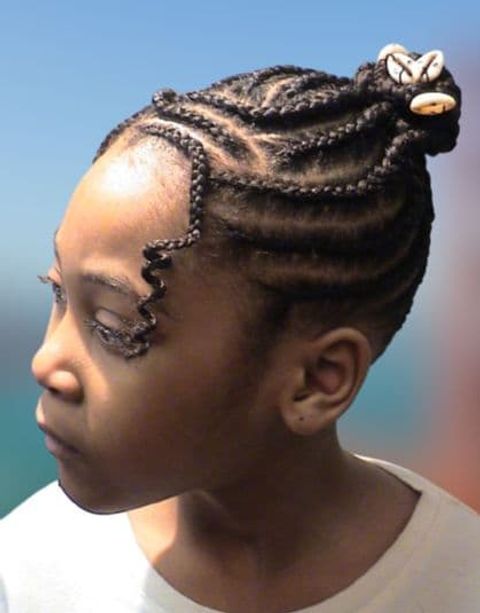 Bun hair with braids bangs