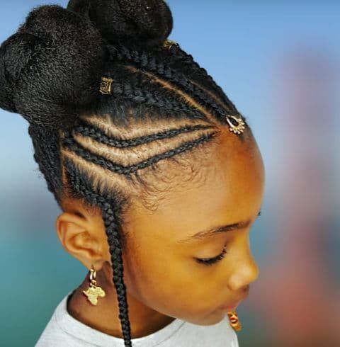 Cornrow bun hair for little girls