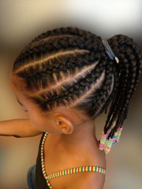 Ponytail cornrow hairstyle for little girls