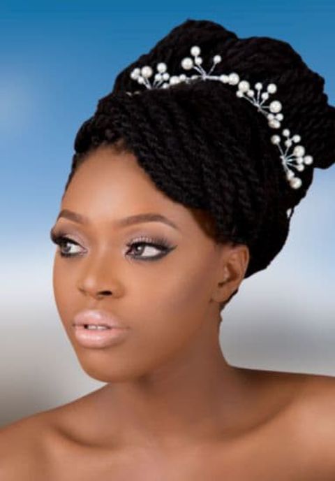 Braids updo wedding hair for black women with oval face