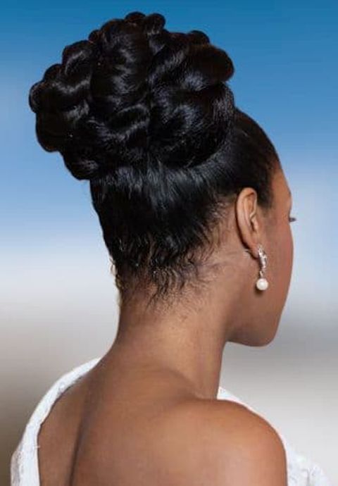 High bun hairstyles for black brides