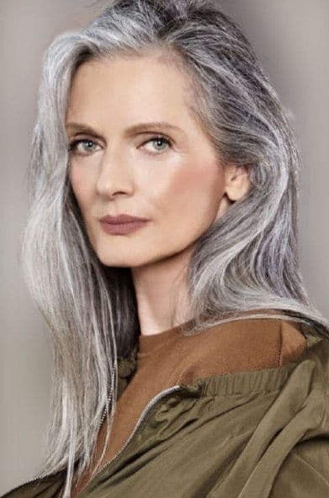 Natural grey hair long hairstyles over 60