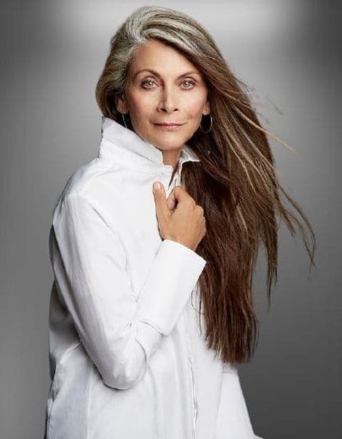 Very long straight hairstyle for women over 60