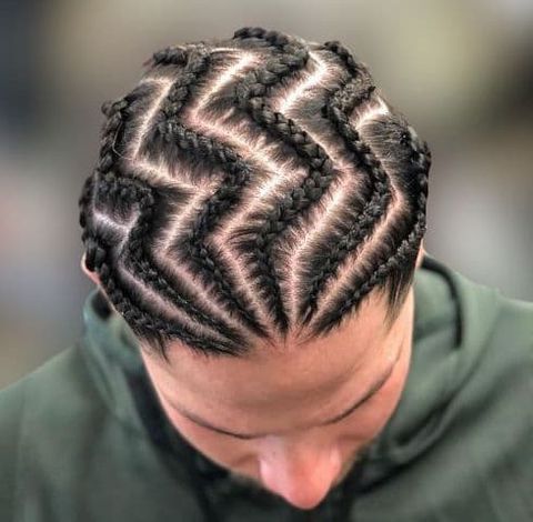 Zigzag cornrow braids for men