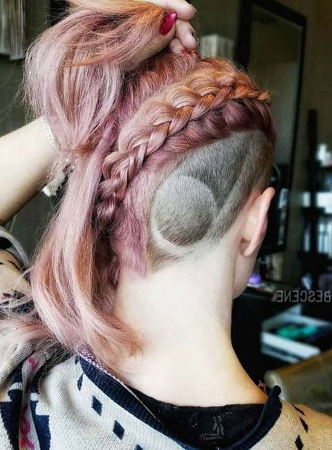 Braided hairstyle undercut ponytail