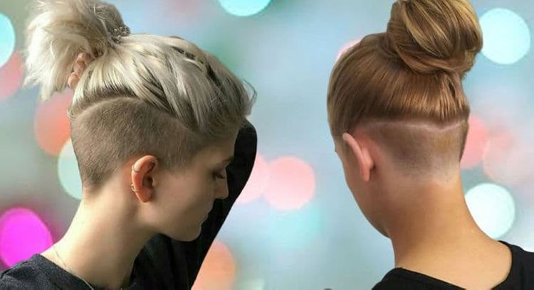 Bun and undercut short ponytail hairstyles