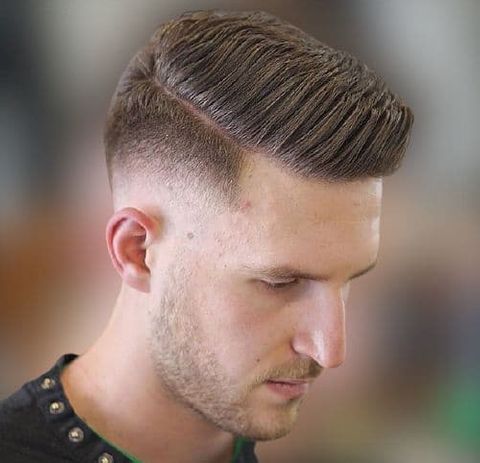 Side swept taper fade haircut