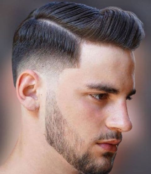 Side swept taper fade