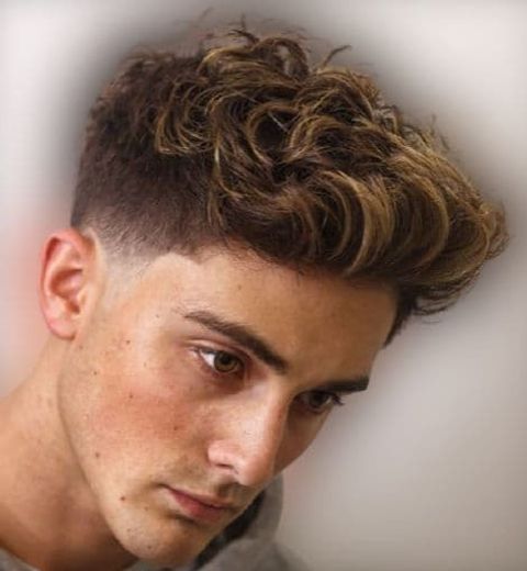 Wavy hair taper fade