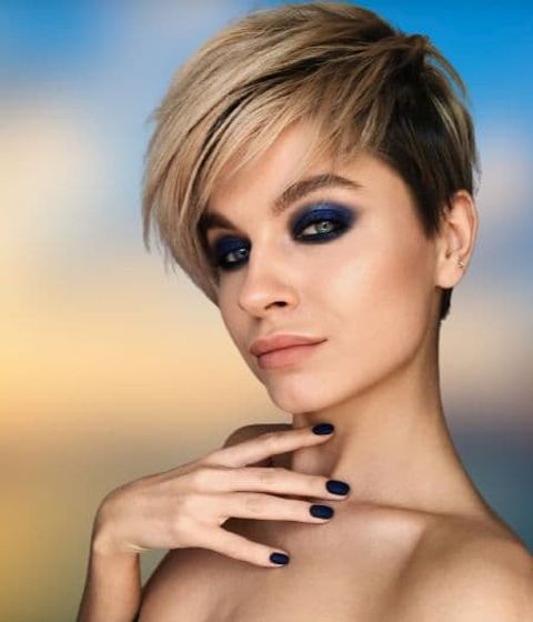 Balayage layered asymmetrical pixie haircut