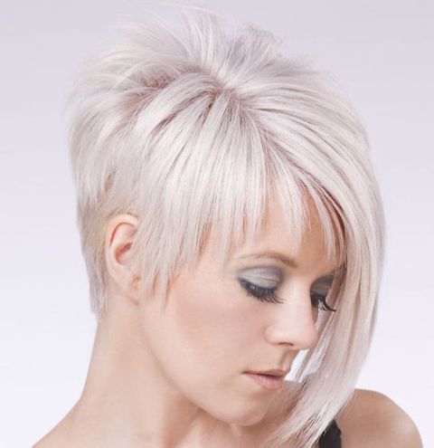 Layered short asymmetrical haircut