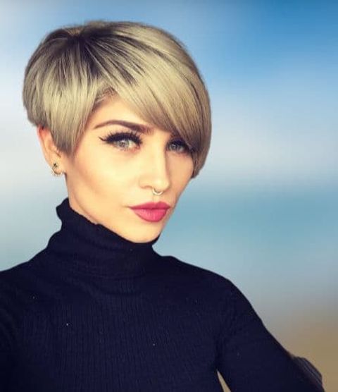 Ombre asymmetrical short haircut for women with long face