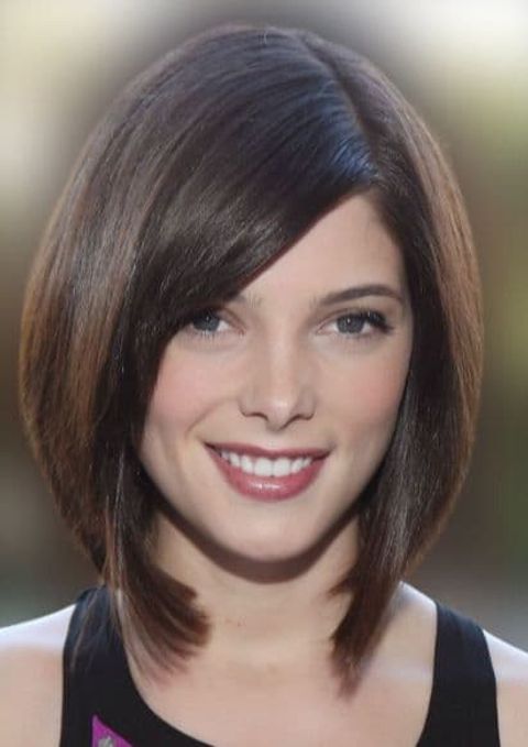 Shoulder length lob cut with bangs