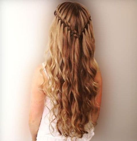 Long hairstyles with waterfall braids