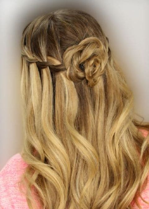 Rose waterfall braids