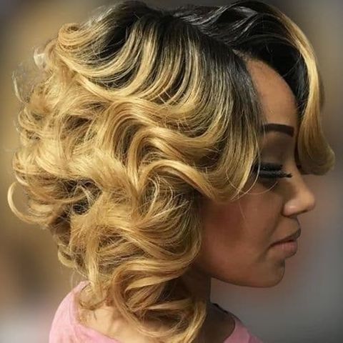 Brown color wavy bob for black women