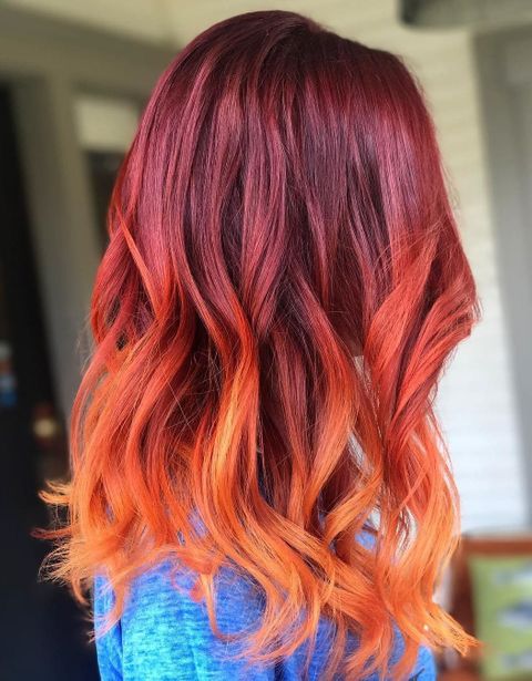 Light red color for long hair